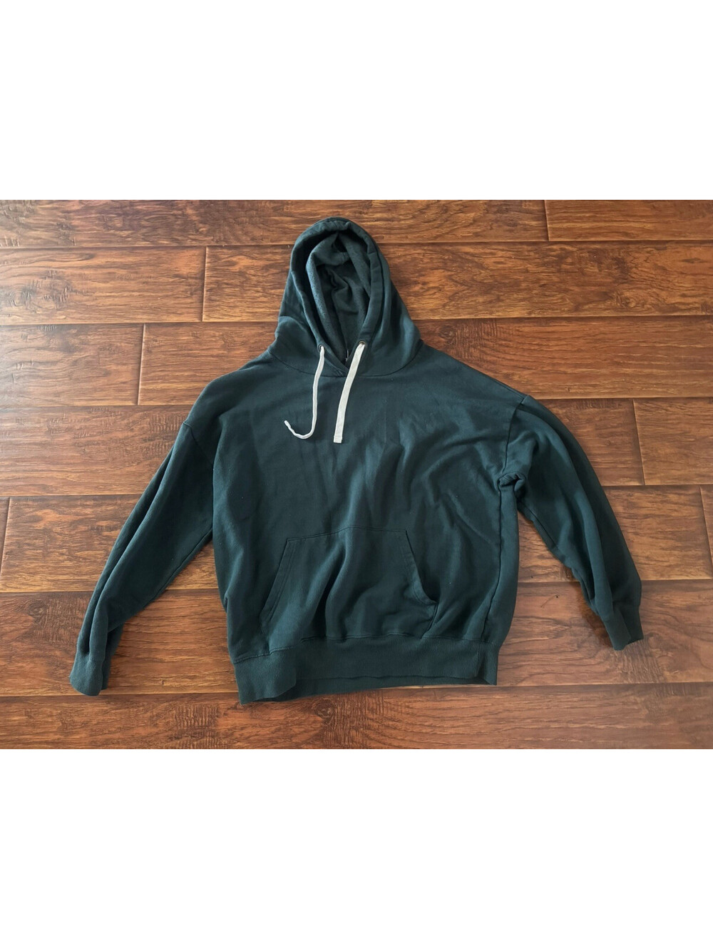 Women's L Black Solid Hooded Neck Long Sleeve Pullover Hoodie Sweatshirt